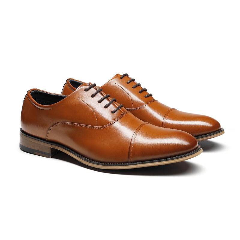Bruno Marc Men's Lace Up Soft Cap-Toe Formal Dress Shoes,Size 8,Brown,Louis_2 - Image 3